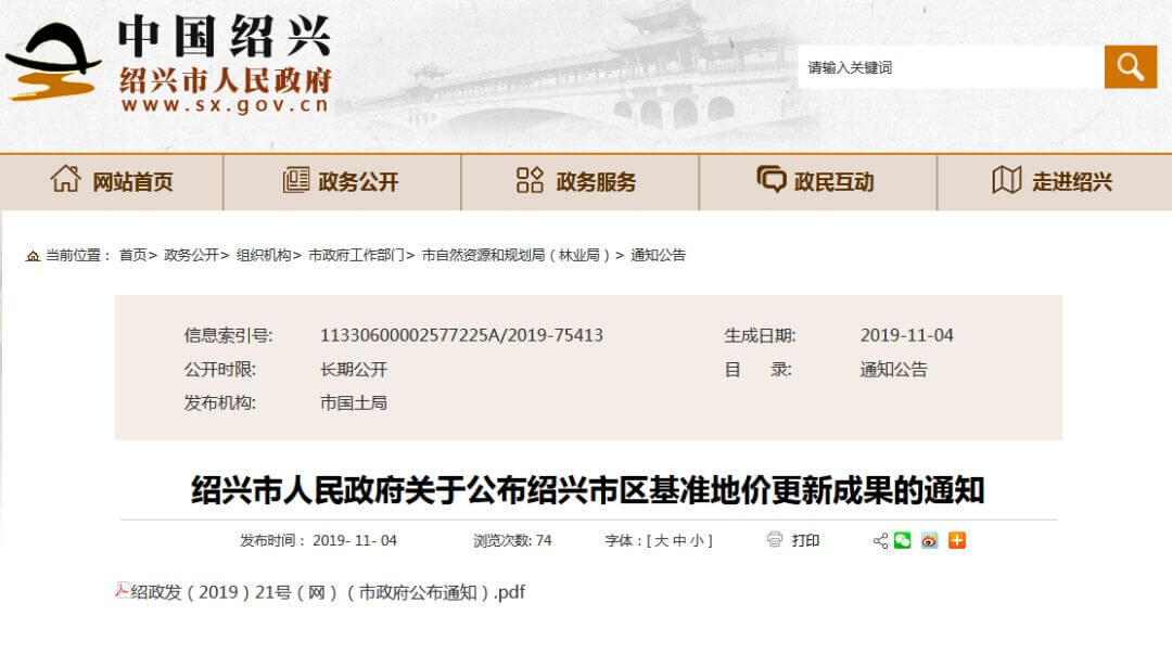 绍兴最新基准地价出炉，住宅用地基准地价最高为7980元/㎡