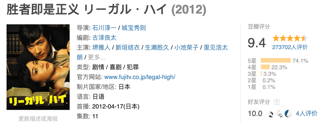 8部豆瓣高分日本律政电视剧推荐