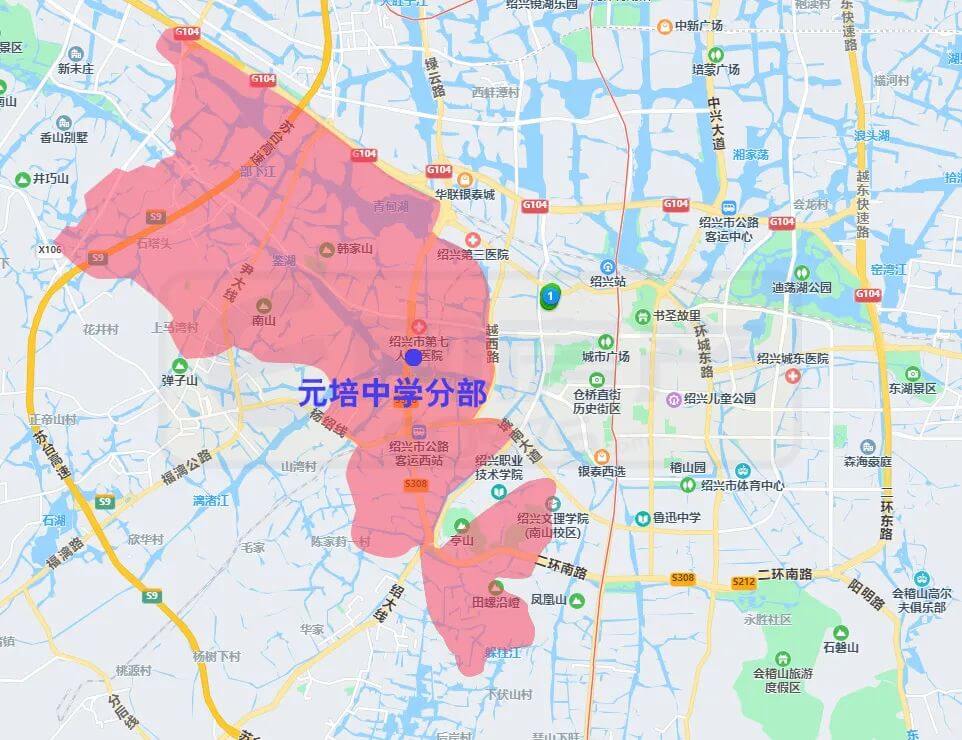 绍兴市越城区中小学施教范围（2022）