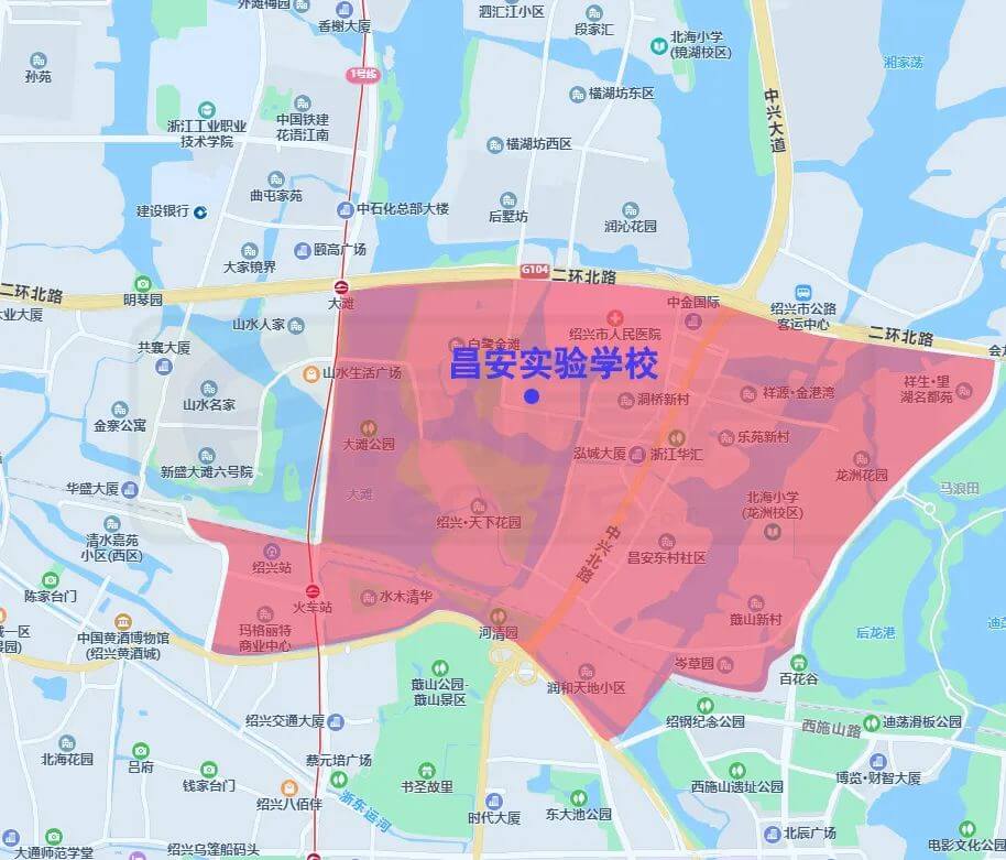 绍兴市越城区中小学施教范围（2022）