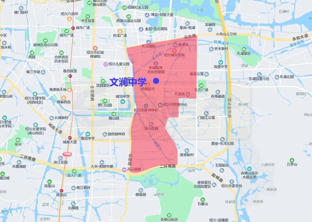 绍兴市越城区中小学施教范围（2022）