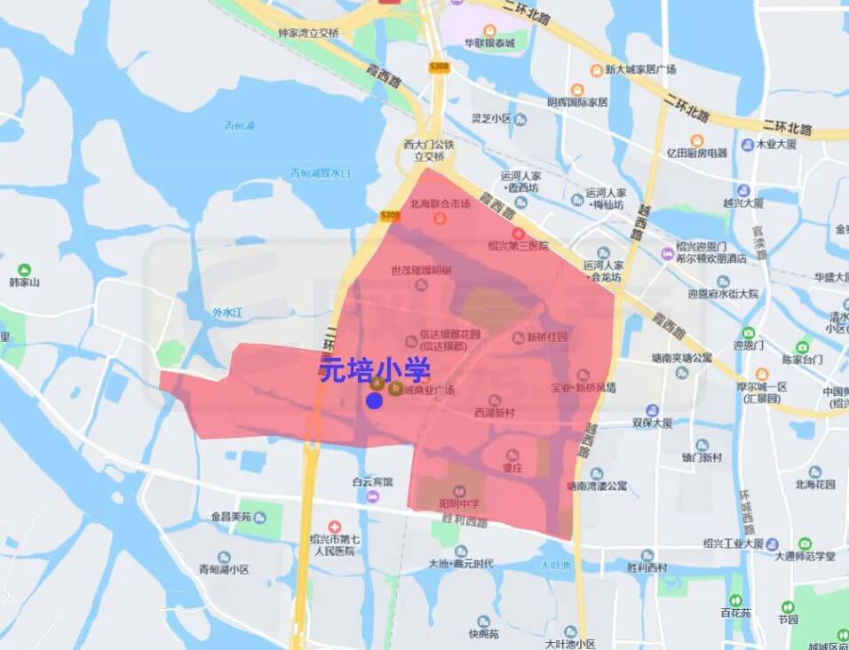 绍兴市越城区中小学施教范围（2022）