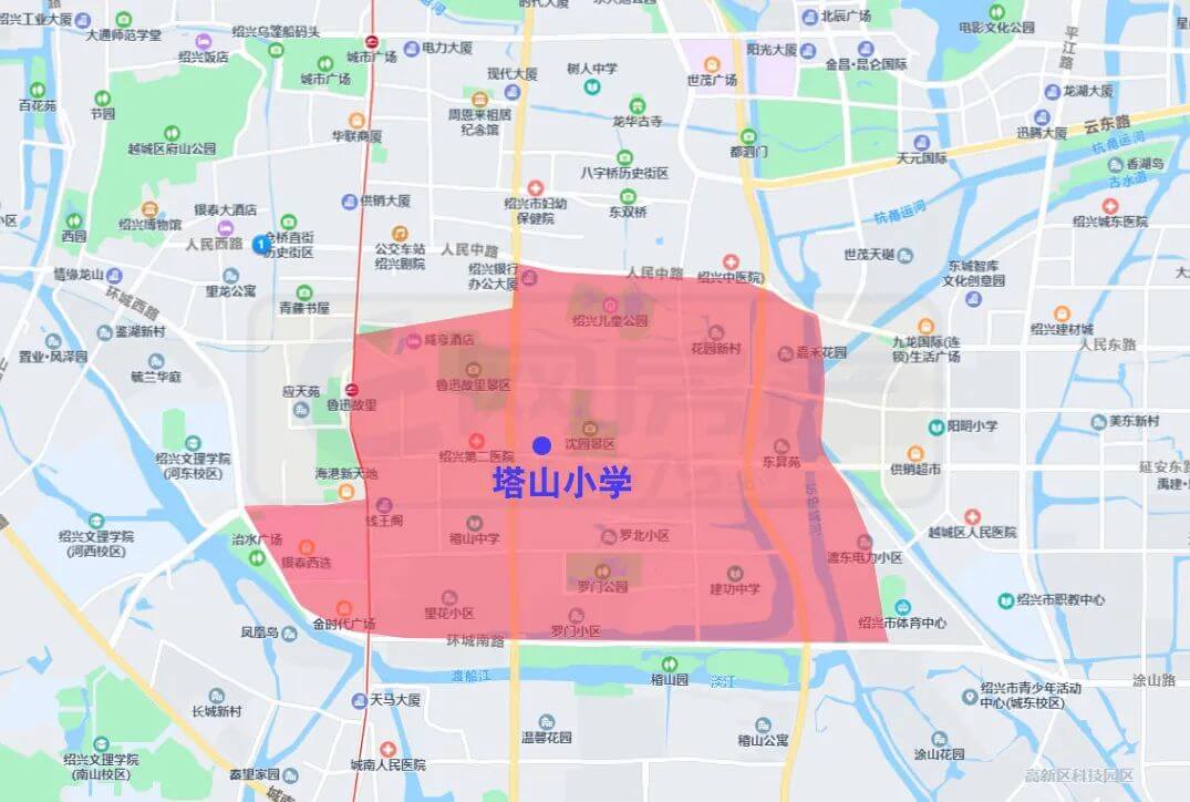 绍兴市越城区中小学施教范围（2022）