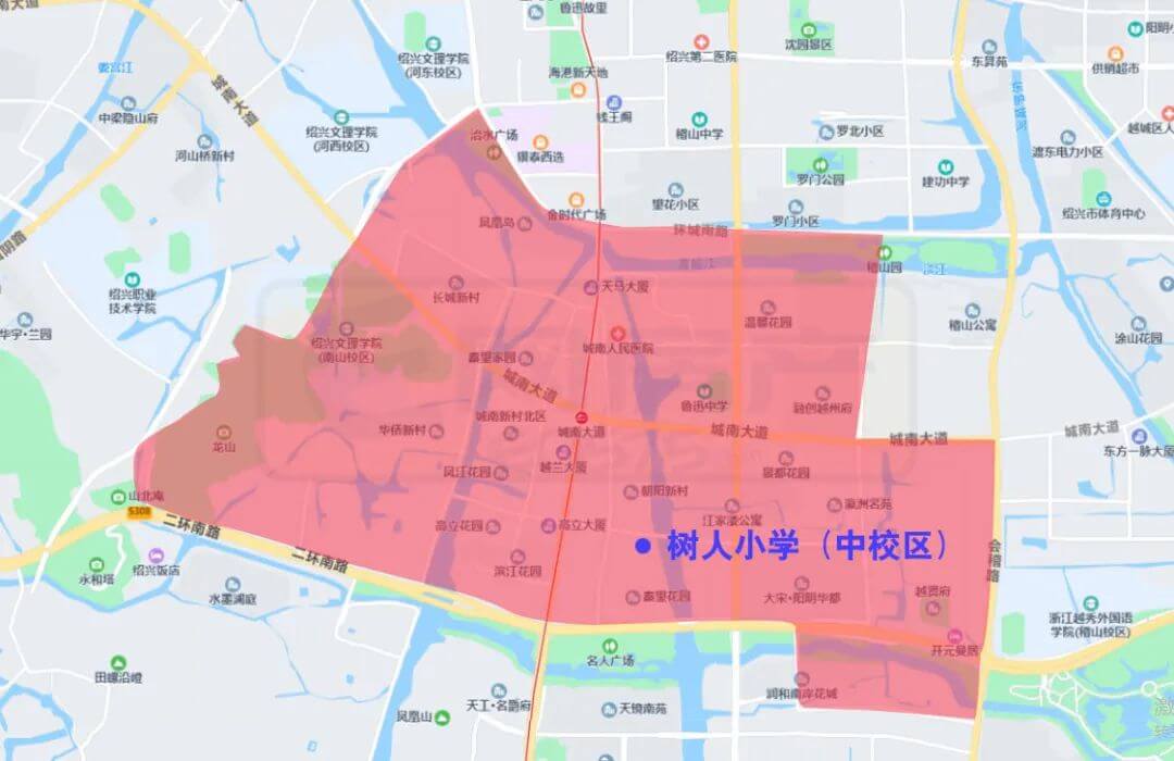 绍兴市越城区中小学施教范围（2022）