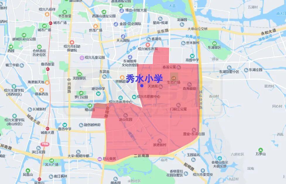 绍兴市越城区中小学施教范围（2022）