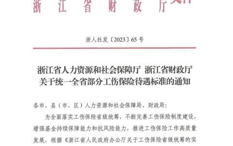 关于统一全省部分工伤保险待遇标准的通知